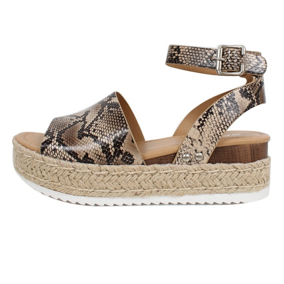 Shoes - Size 5.5 Natural Python Open Toe Halter Espadrill